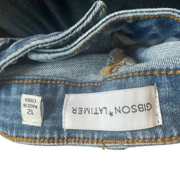 Gibson latimer raw hem distressed skinny jeans Size •12 womens medium wash