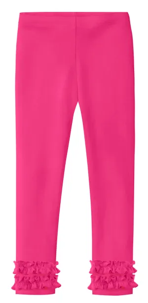 Girls Soft Cotton Ruffle Leggings | Hot Pink