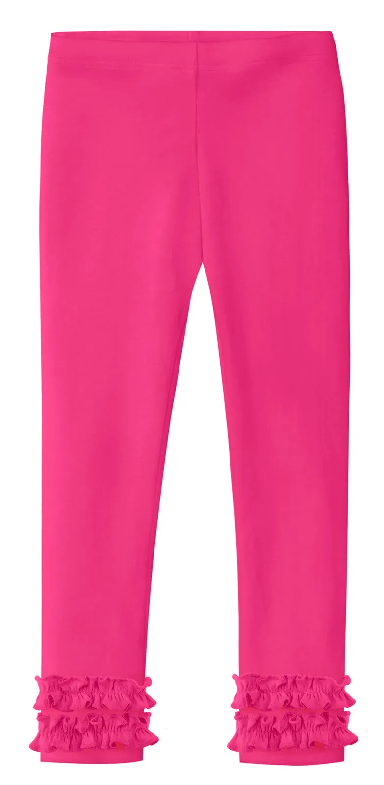 Girls Soft Cotton Ruffle Leggings | Hot Pink