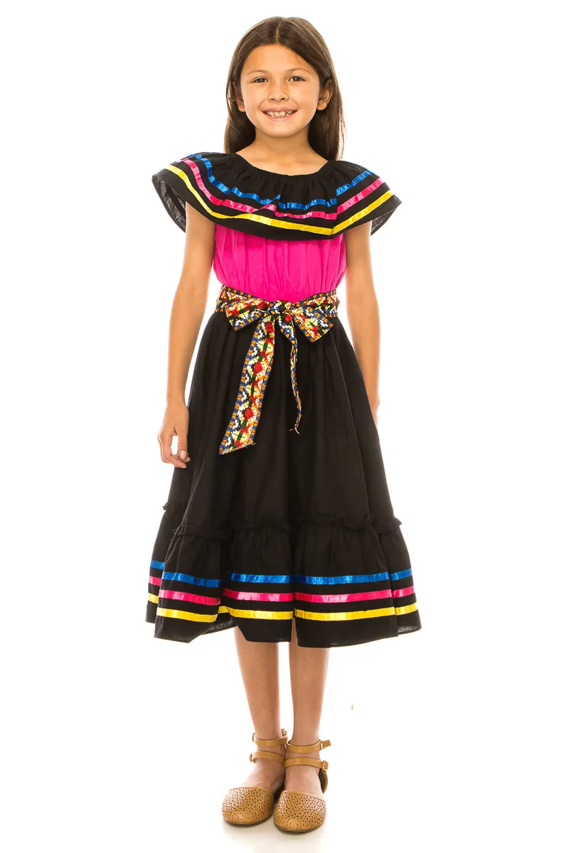 Girl's Traditional Mexican Cinco De Mayo Fiesta Dress 4-14