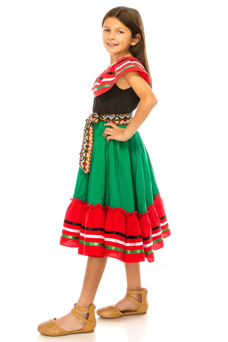 Girl's Traditional Mexican Cinco De Mayo Fiesta Dress 4-14