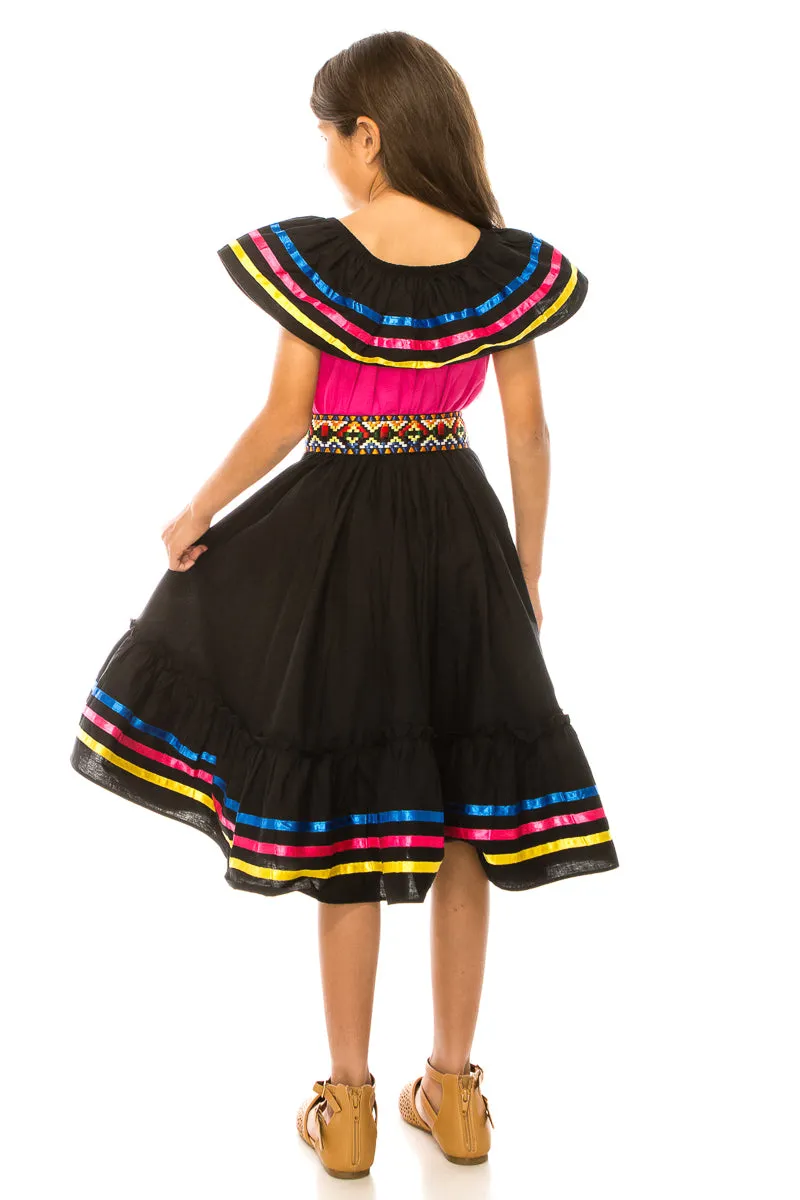 Girl's Traditional Mexican Cinco De Mayo Fiesta Dress 4-14