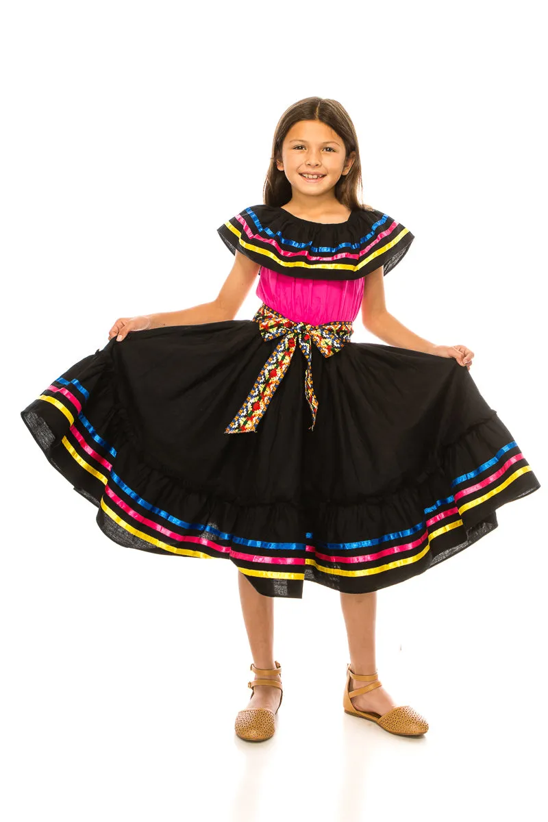 Girl's Traditional Mexican Cinco De Mayo Fiesta Dress 4-14