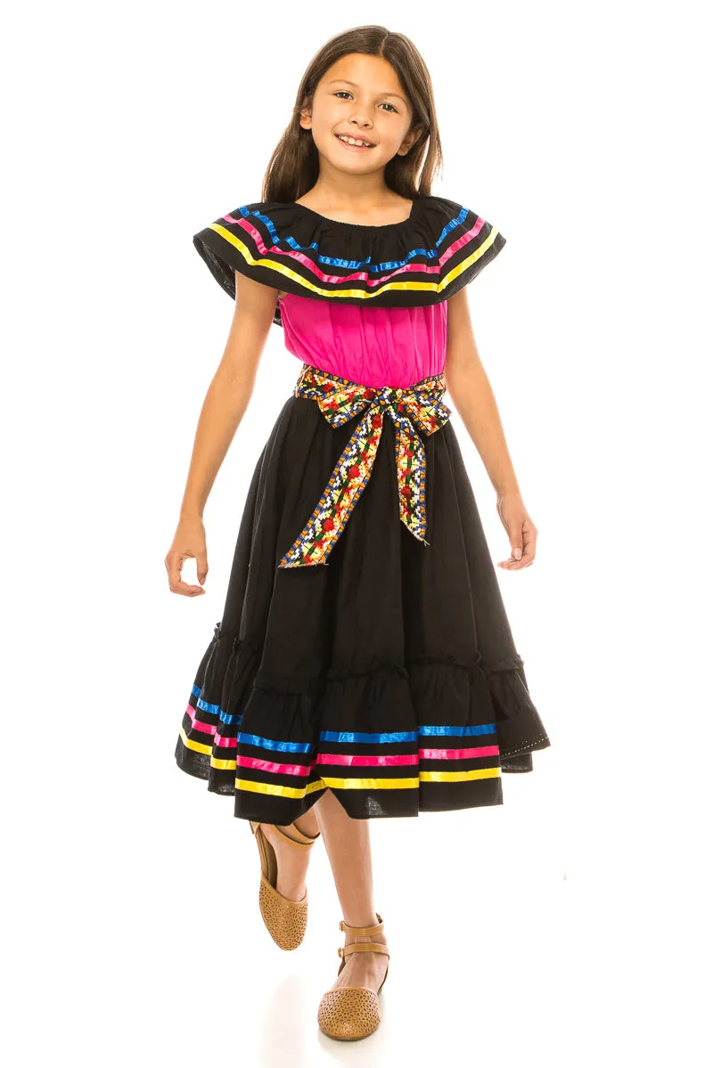 Girl's Traditional Mexican Cinco De Mayo Fiesta Dress 4-14