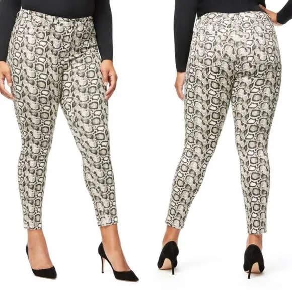 Good American Good Legs Snake-Print Skinny Jeans, Size: 18, NWT