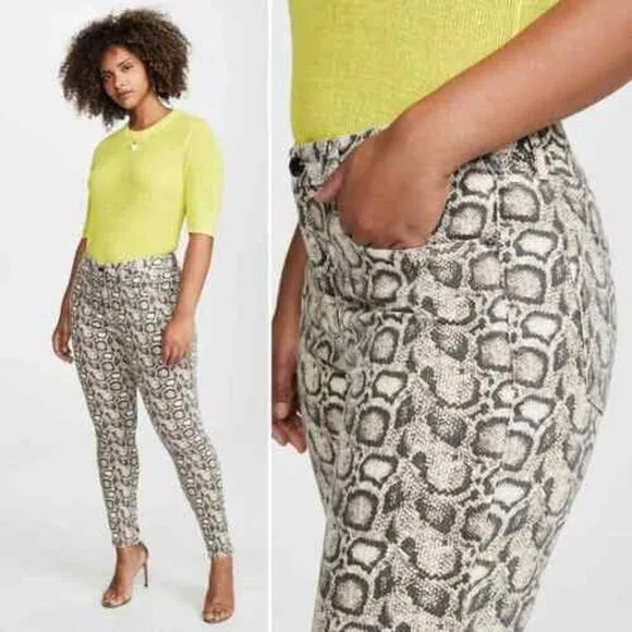 Good American Good Legs Snake-Print Skinny Jeans, Size: 18, NWT