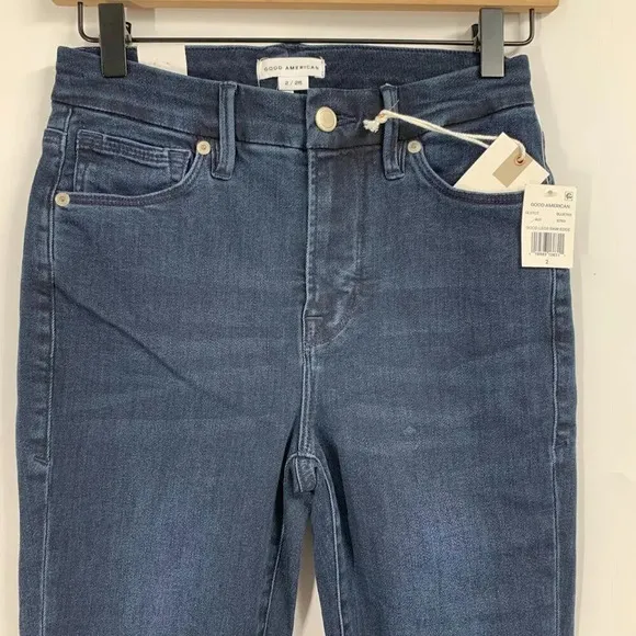 Good American Women's Good Legs Raw Edge Skinny Jeans In Blue783 Size 2 NWT