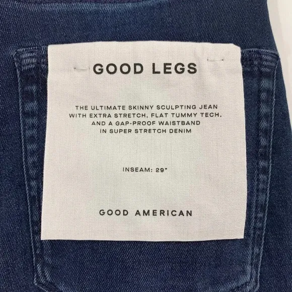 Good American Women's Good Legs Raw Edge Skinny Jeans In Blue783 Size 2 NWT