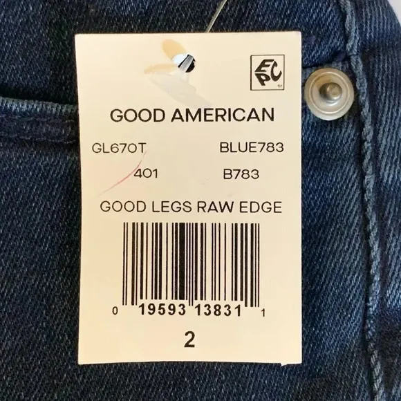 Good American Women's Good Legs Raw Edge Skinny Jeans In Blue783 Size 2 NWT