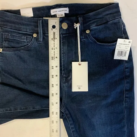 Good American Women's Good Legs Raw Edge Skinny Jeans In Blue783 Size 2 NWT
