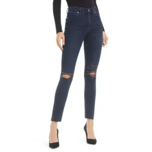 Good American Women's Good Legs Raw Edge Skinny Jeans In Blue783 Size 2 NWT