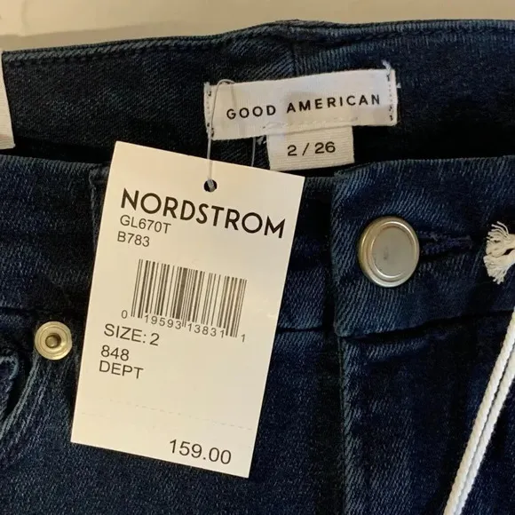 Good American Women's Good Legs Raw Edge Skinny Jeans In Blue783 Size 2 NWT