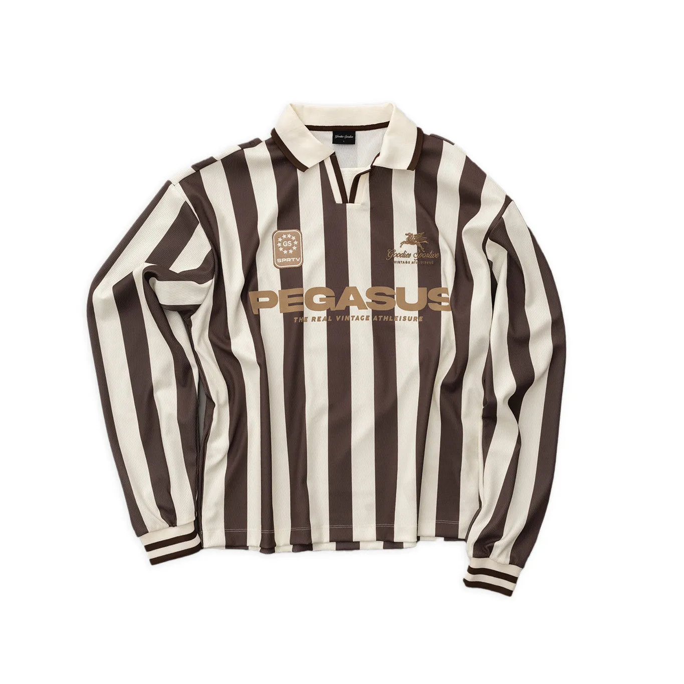 Goodies Sportive - Cocoa Vintage Football Tee - Chocolate/Ecru