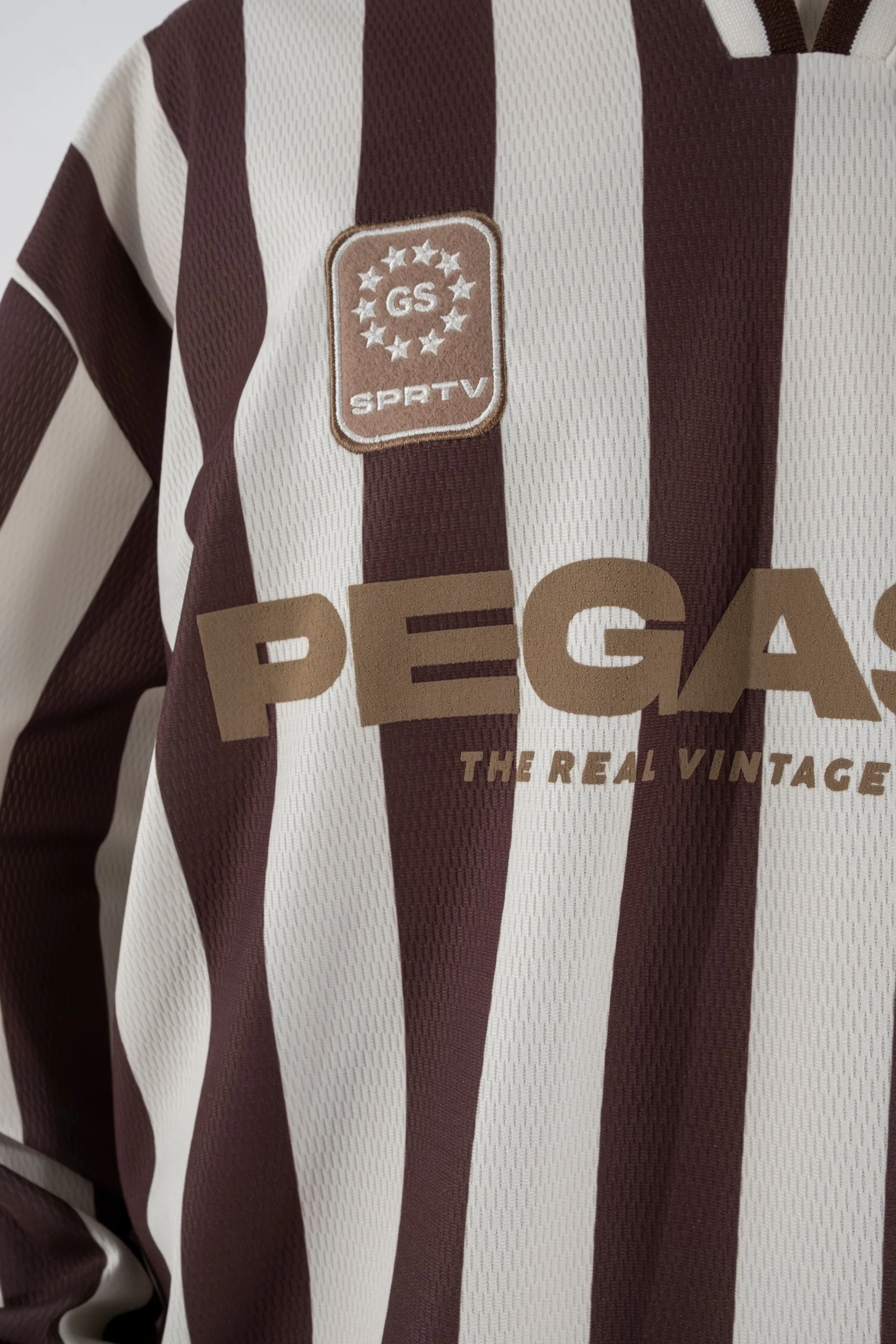 Goodies Sportive - Cocoa Vintage Football Tee - Chocolate/Ecru
