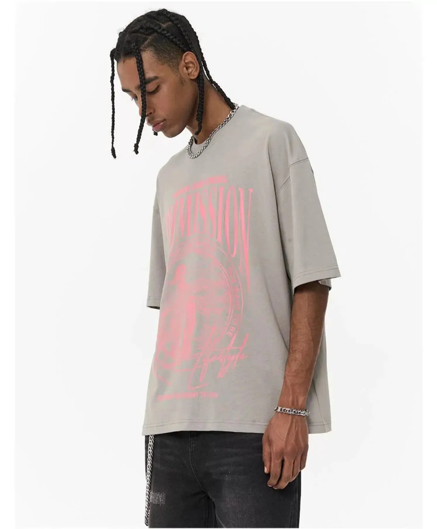 Graphic Print Oversized Pullover