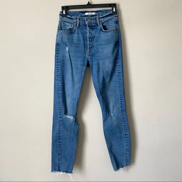 GRLFRND Karolina high rise raw hem distressed Skinny blue Jeans Sixpence size 25