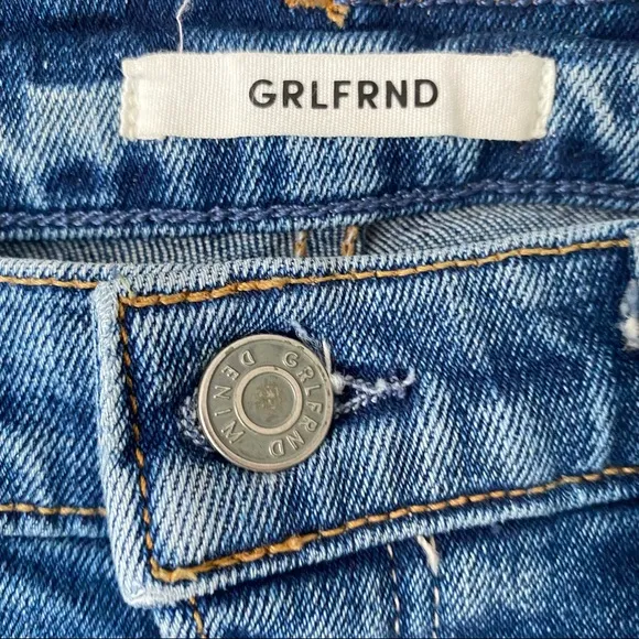 GRLFRND Karolina high rise raw hem distressed Skinny blue Jeans Sixpence size 25