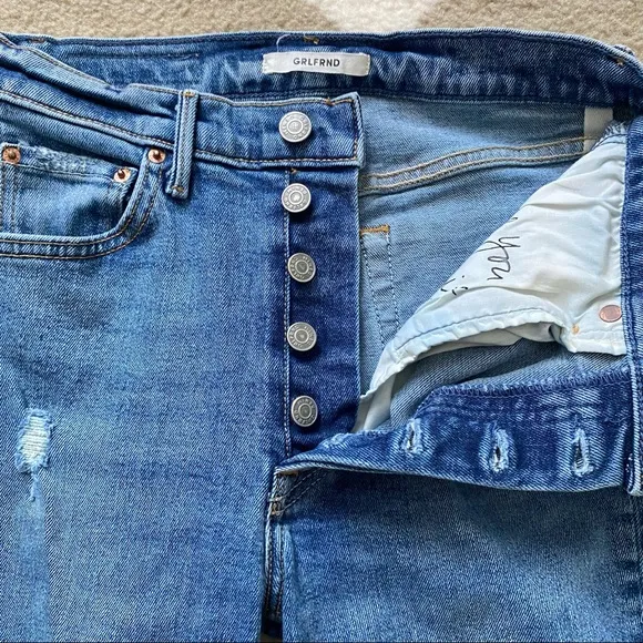 GRLFRND Karolina high rise raw hem distressed Skinny blue Jeans Sixpence size 25