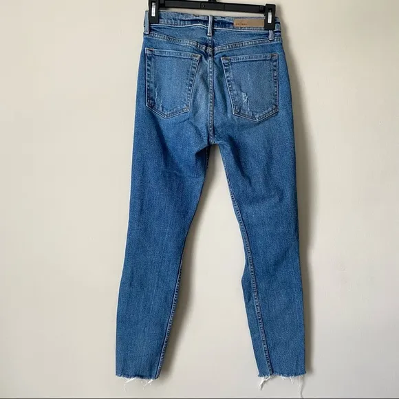 GRLFRND Karolina high rise raw hem distressed Skinny blue Jeans Sixpence size 25