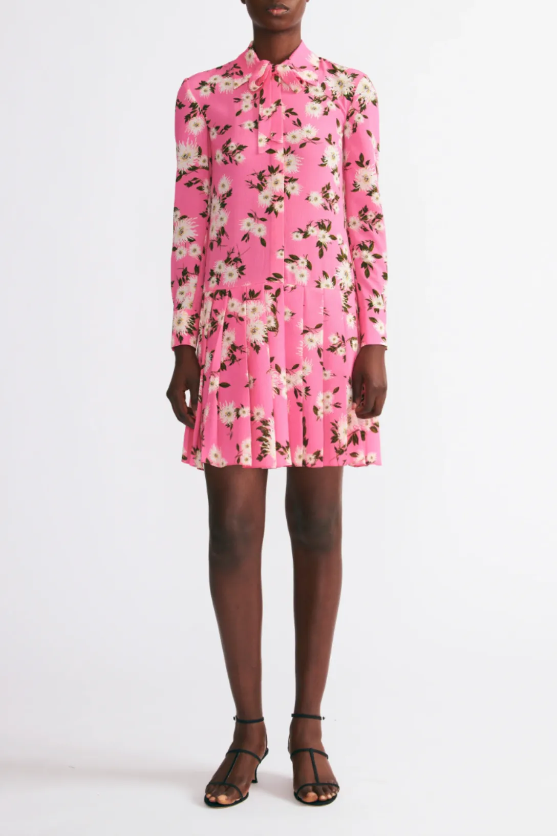 Gunnell Crepe Georgette Dress | Pink Dahlia Floral