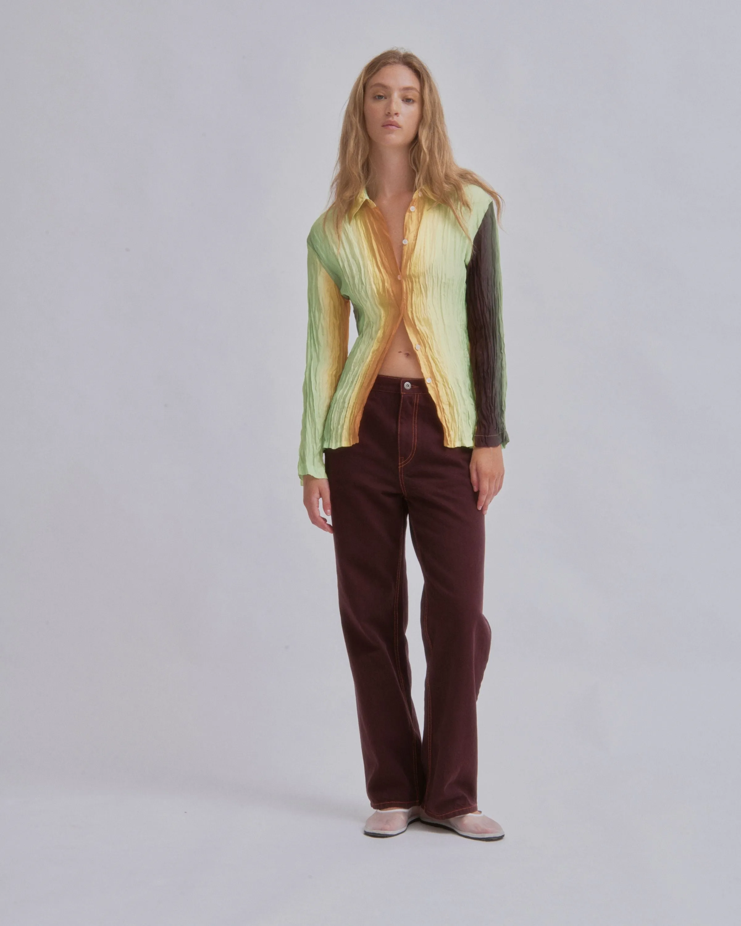 Hand Pleated Shirt in Gradient