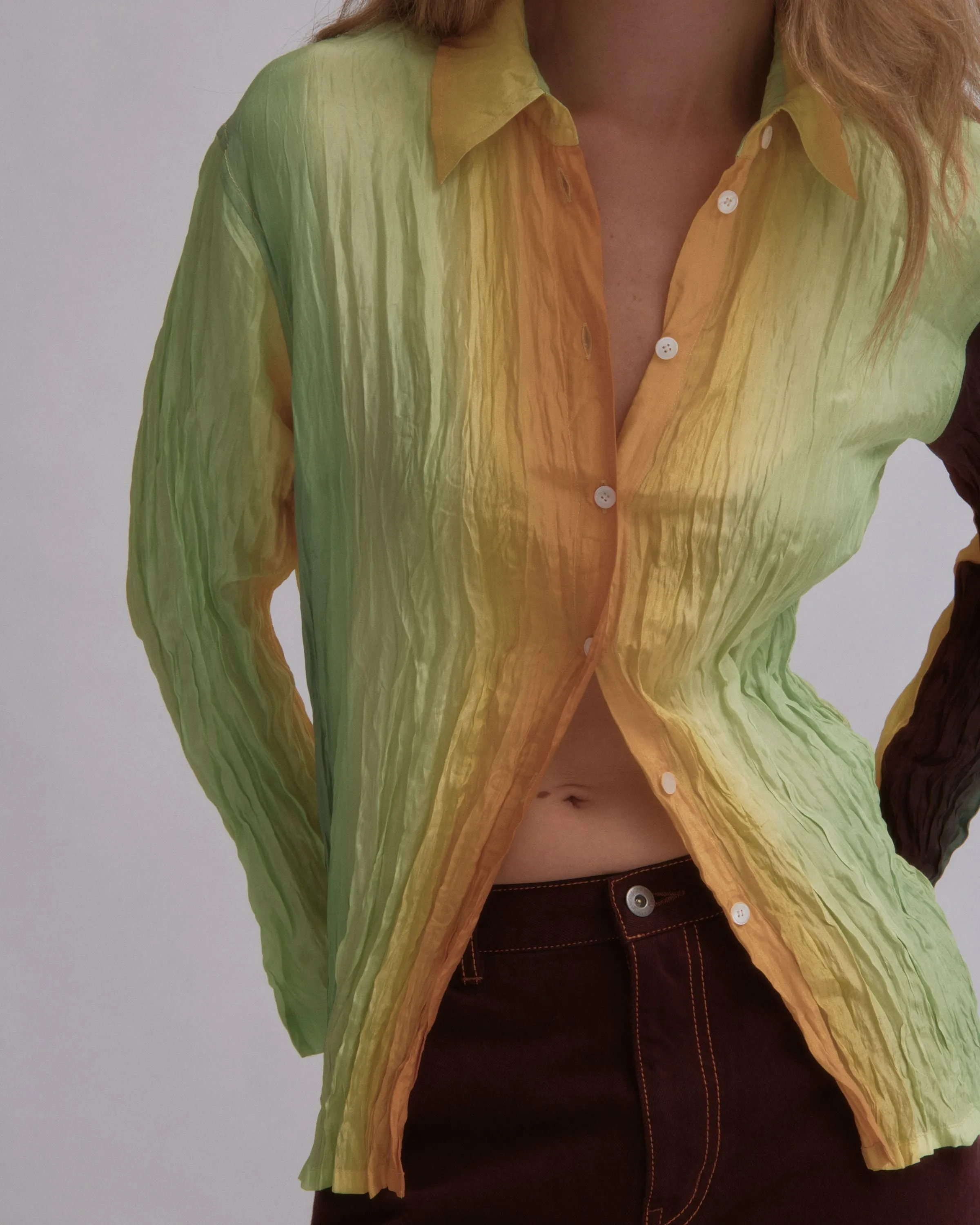 Hand Pleated Shirt in Gradient