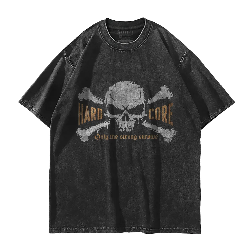 Hard Core Skull Washed T-Shirt