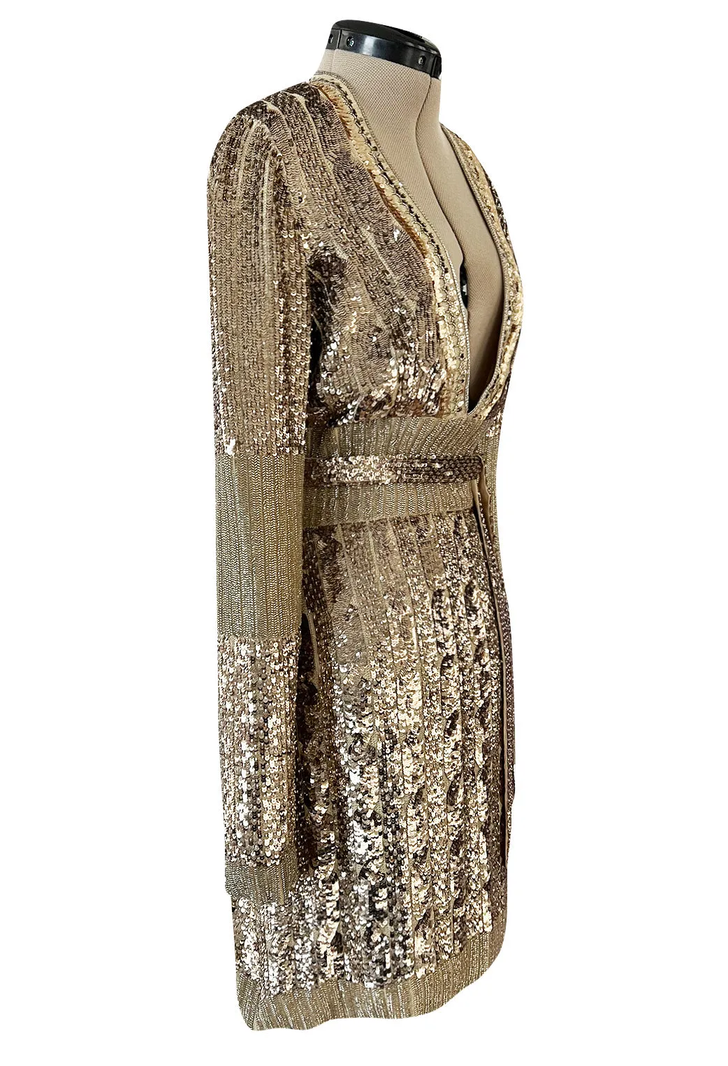 Highly Documented Fall 2006 Gucci by Frida Giannini Runway Gold Sequin Mini Dress