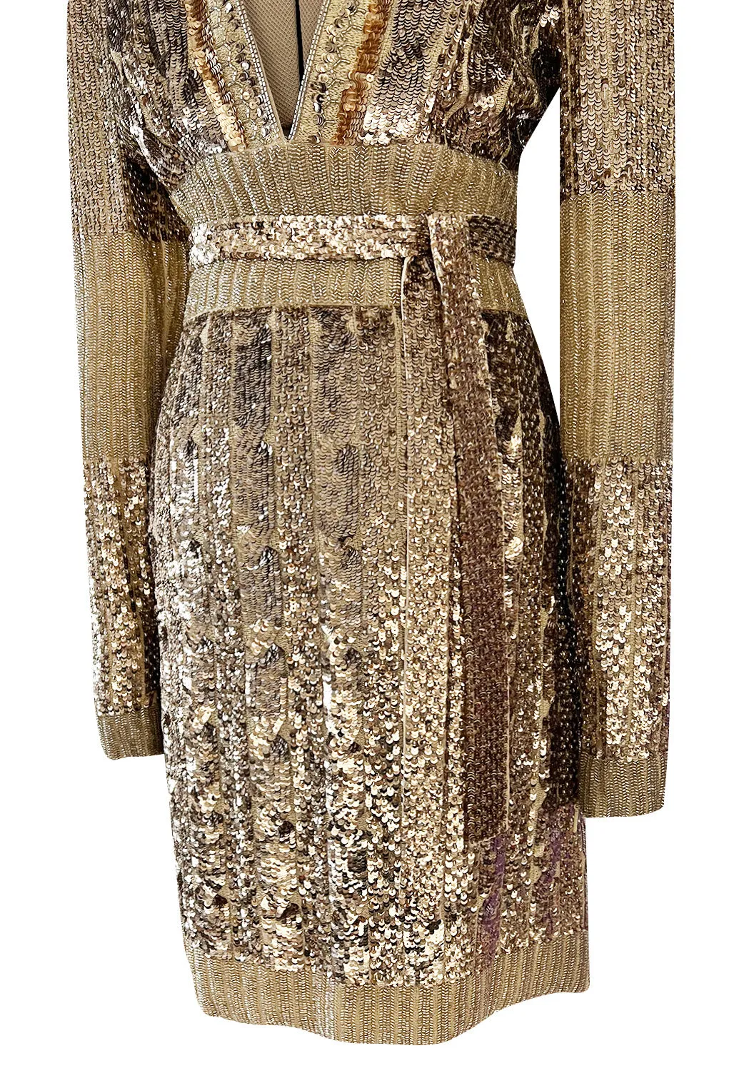 Highly Documented Fall 2006 Gucci by Frida Giannini Runway Gold Sequin Mini Dress