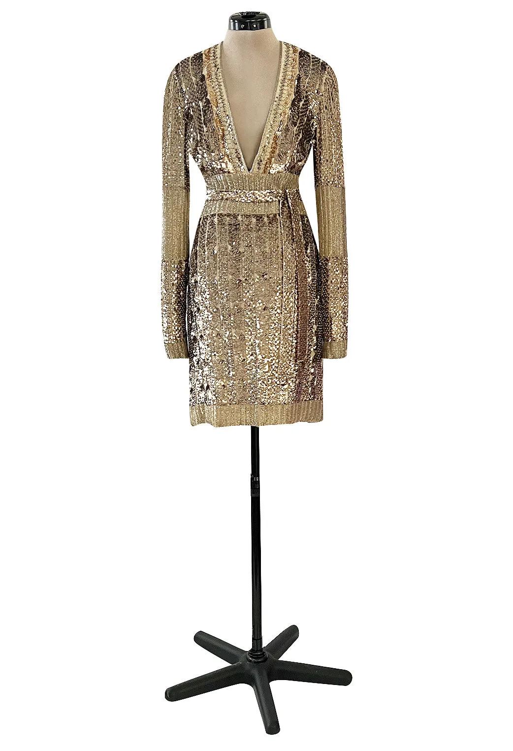 Highly Documented Fall 2006 Gucci by Frida Giannini Runway Gold Sequin Mini Dress