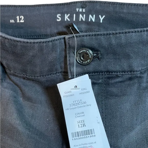 HP 🎉 NWT White House Black Market “The Skinny”Distressed Jeans w/ Sequins Sz 12