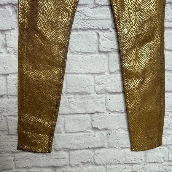 Hudson Jeans Nico Snake Embossed Gold Metallic Skinny Jeans