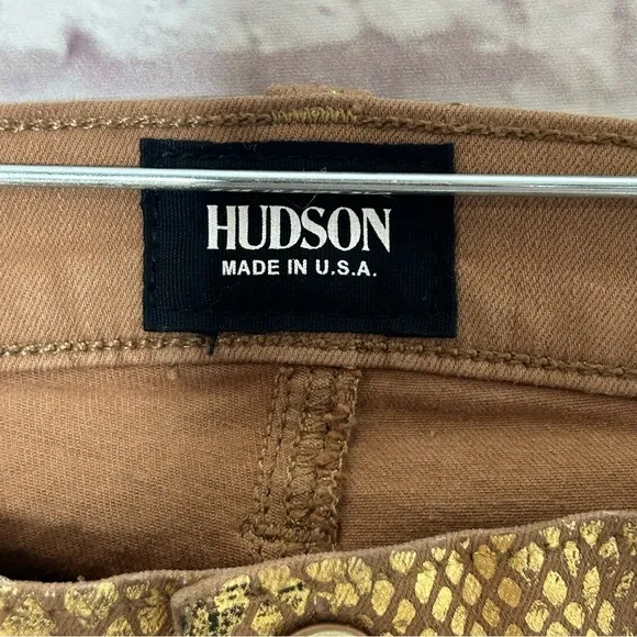 Hudson Jeans Nico Snake Embossed Gold Metallic Skinny Jeans