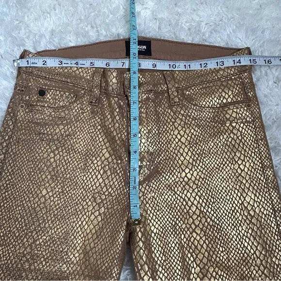 Hudson Jeans Nico Snake Embossed Gold Metallic Skinny Jeans