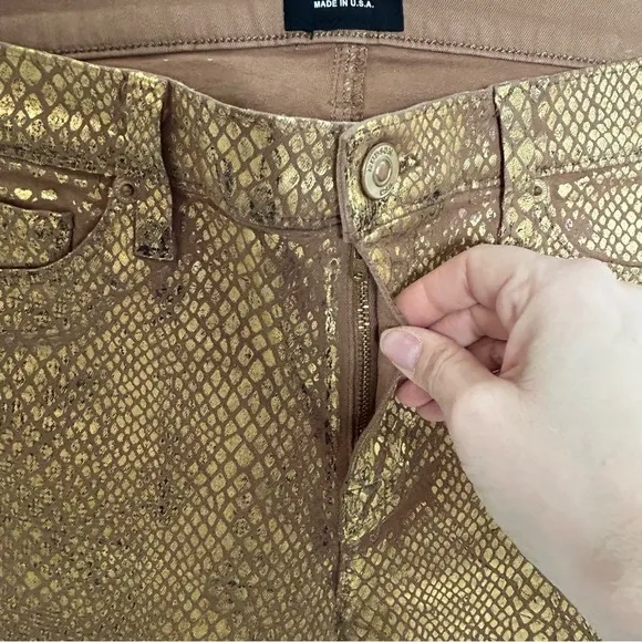 Hudson Jeans Nico Snake Embossed Gold Metallic Skinny Jeans