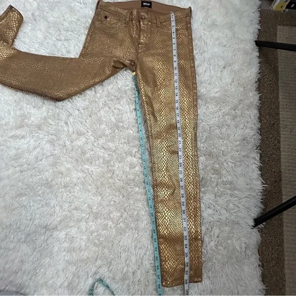 Hudson Jeans Nico Snake Embossed Gold Metallic Skinny Jeans