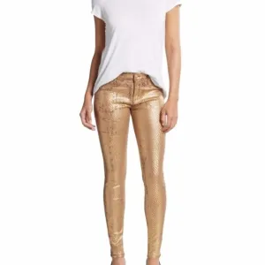 Hudson Jeans Nico Snake Embossed Gold Metallic Skinny Jeans