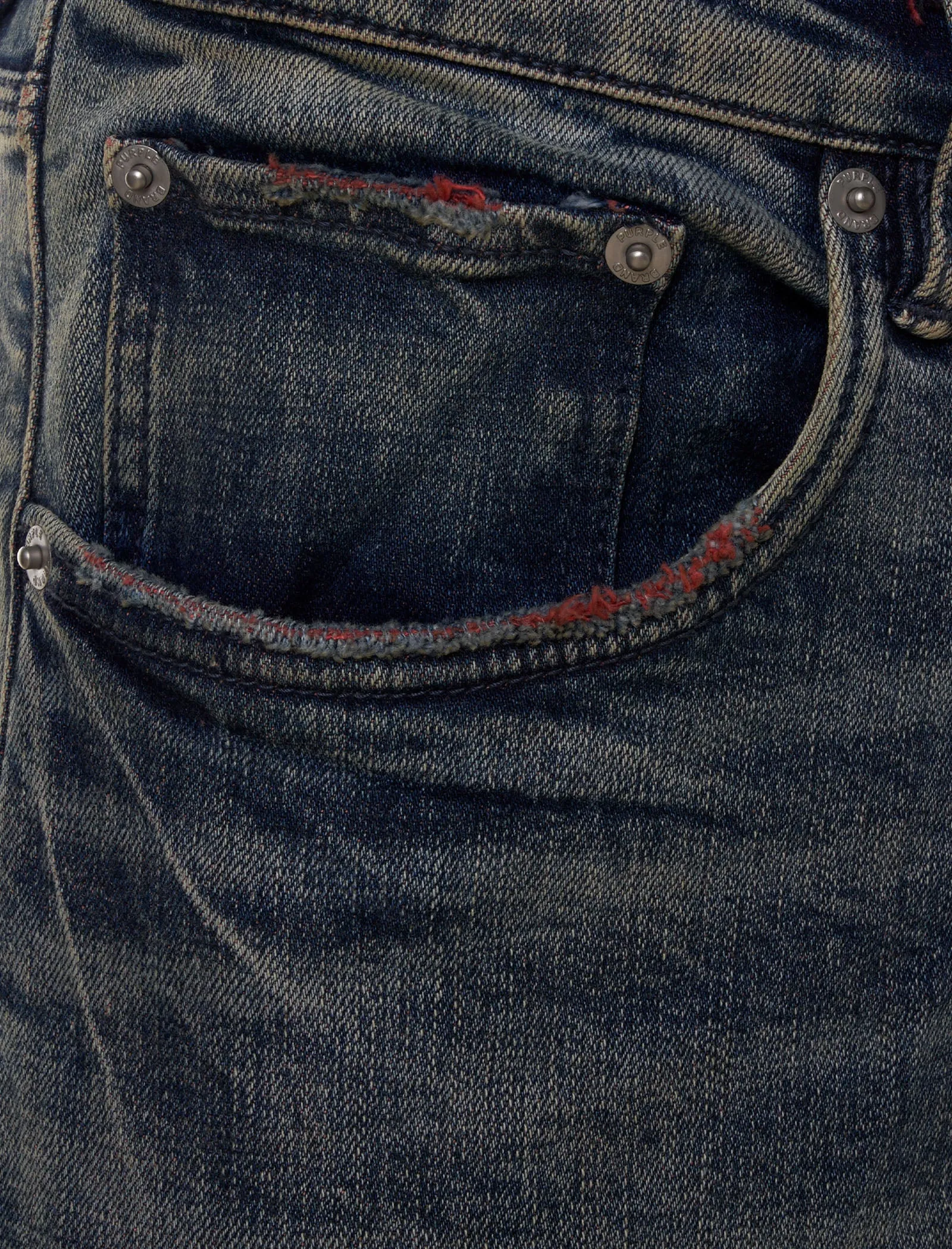 INDIGO RED WEFT BLOWOUT JEAN