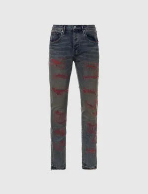 INDIGO RED WEFT BLOWOUT JEAN