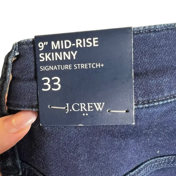 J. Crew Dark Wash 9&quot; Mid Rise Signature Stretch  Skinny Jeans, NWT, Size 33