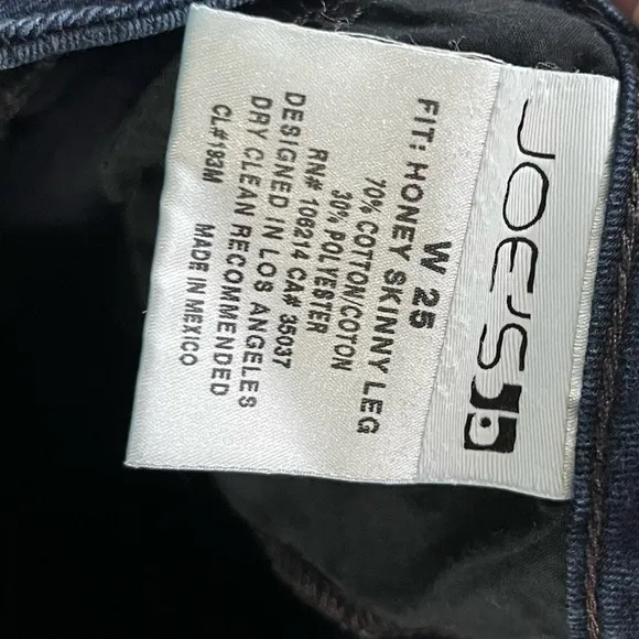 Joe's Jeans The Honey Dark Wash Low Rise Skinny Jeans 25