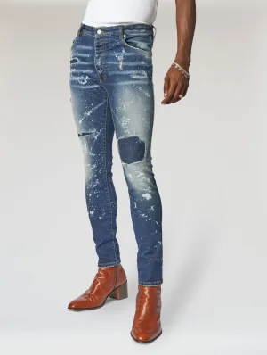 JOHNNY SKINNY JEANS IN DESTROYED BLUE - Man