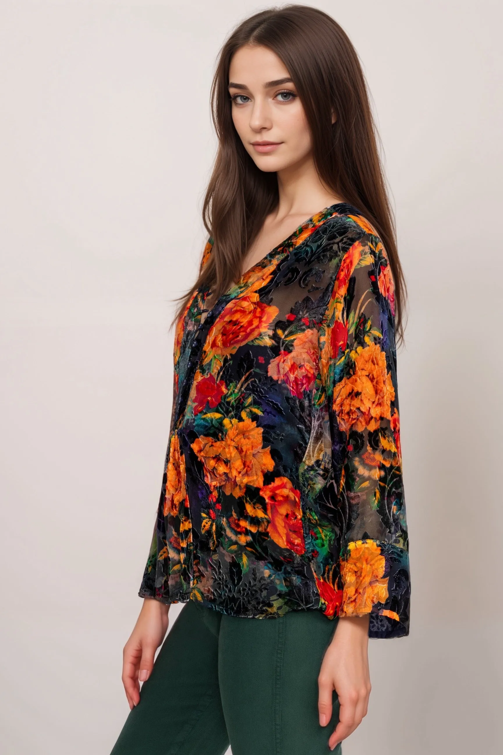 Johnny Was Botina Burnout Floral Blouse C17524A8