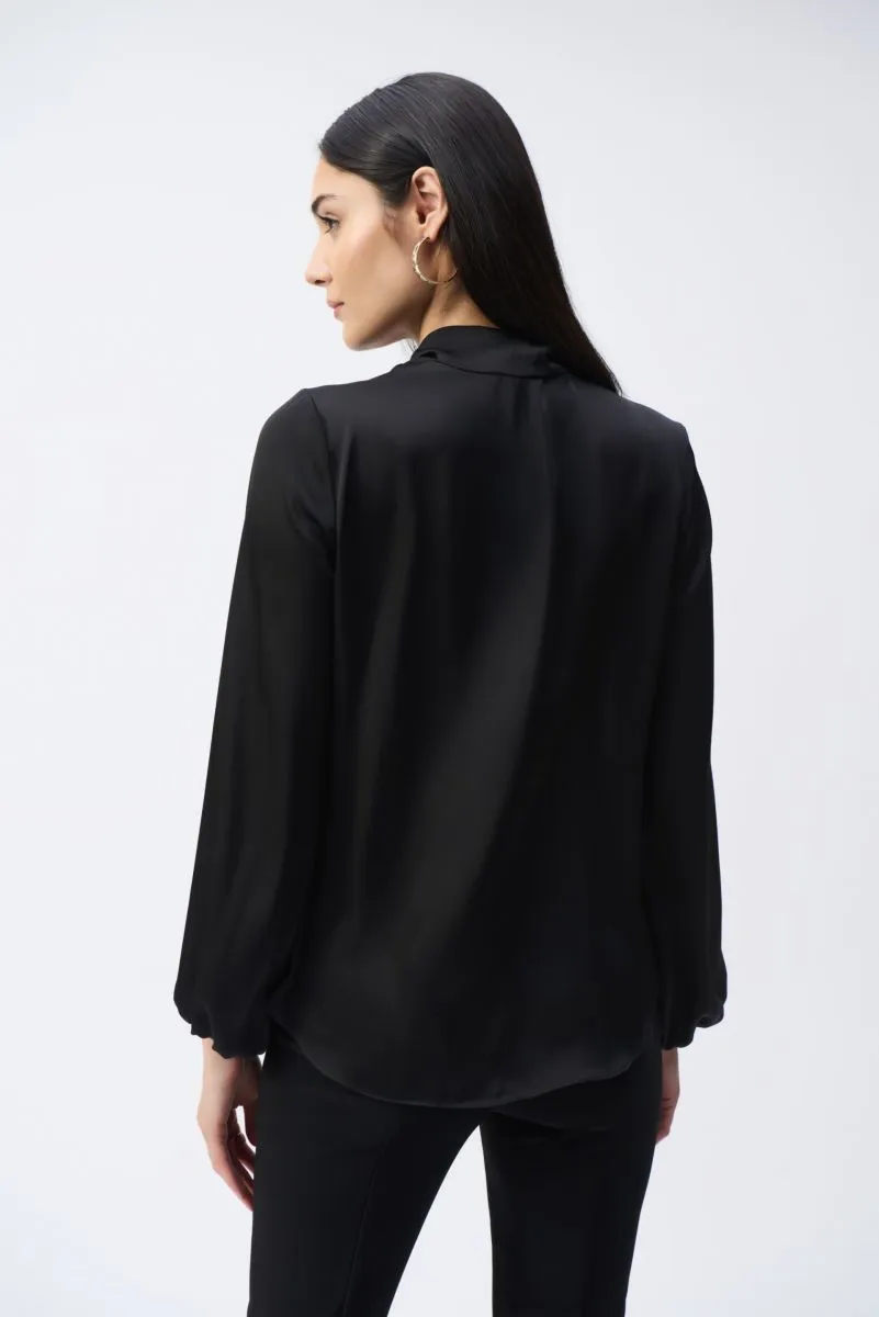 Joseph Ribkoff Bow Neck Long Sleeve Satin Top 243022