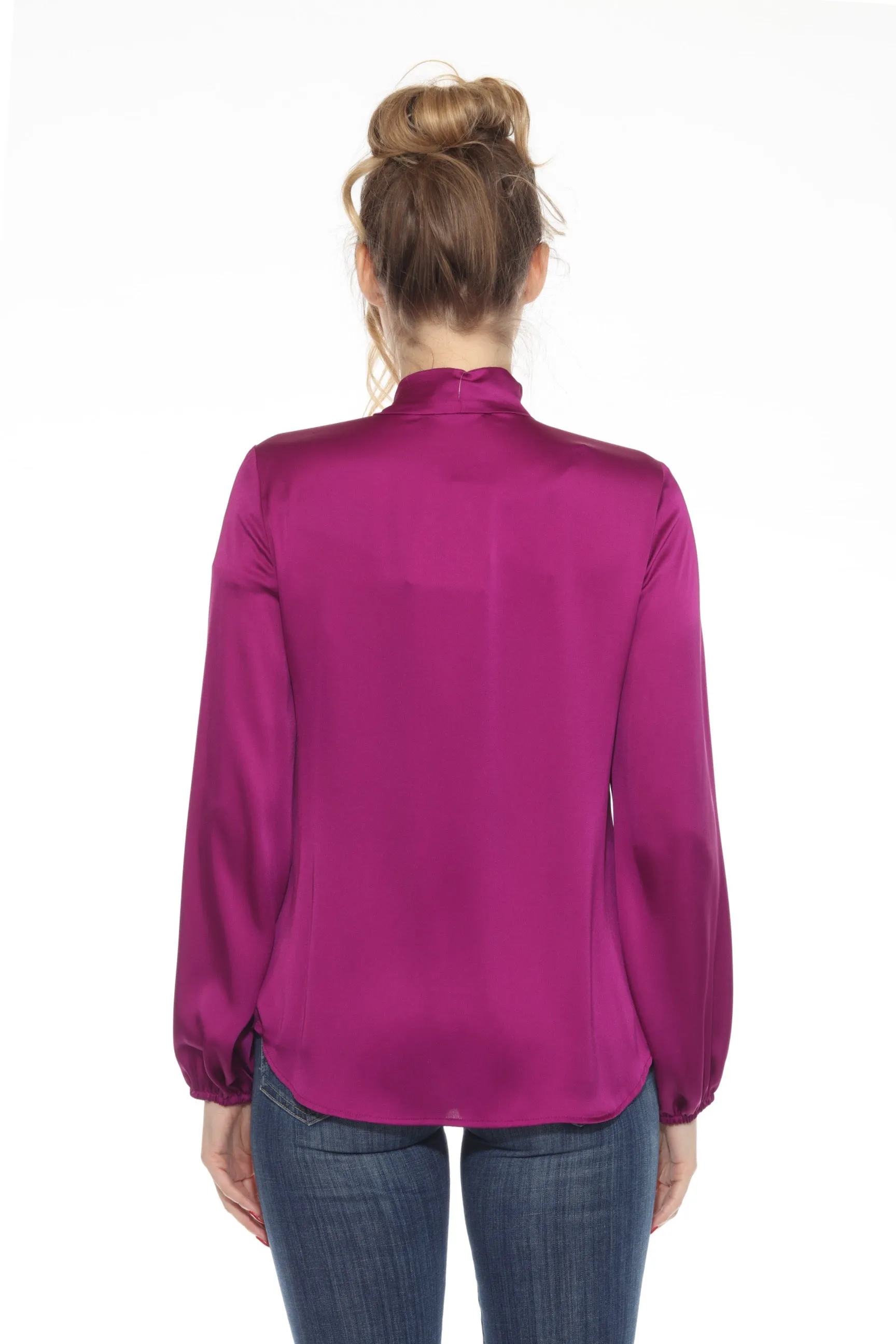 Joseph Ribkoff Bow Neck Long Sleeve Satin Top 243022