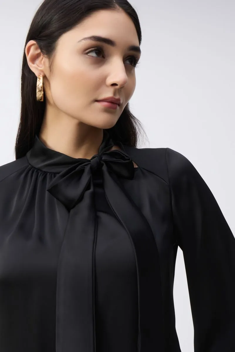 Joseph Ribkoff Bow Neck Long Sleeve Satin Top 243022