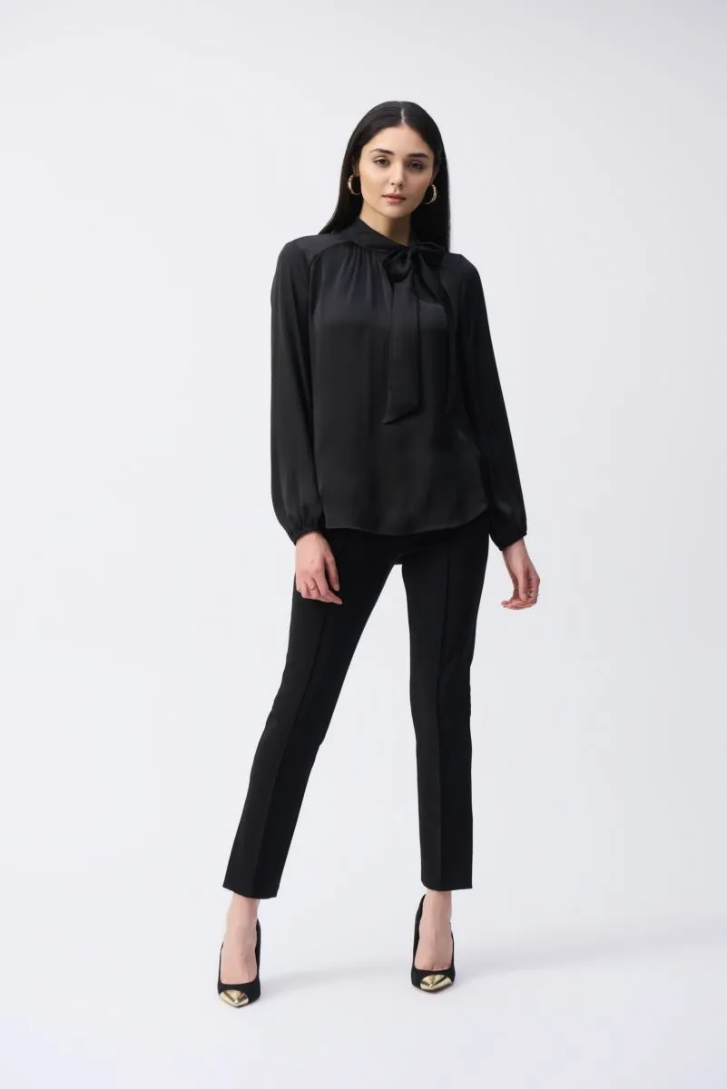 Joseph Ribkoff Bow Neck Long Sleeve Satin Top 243022