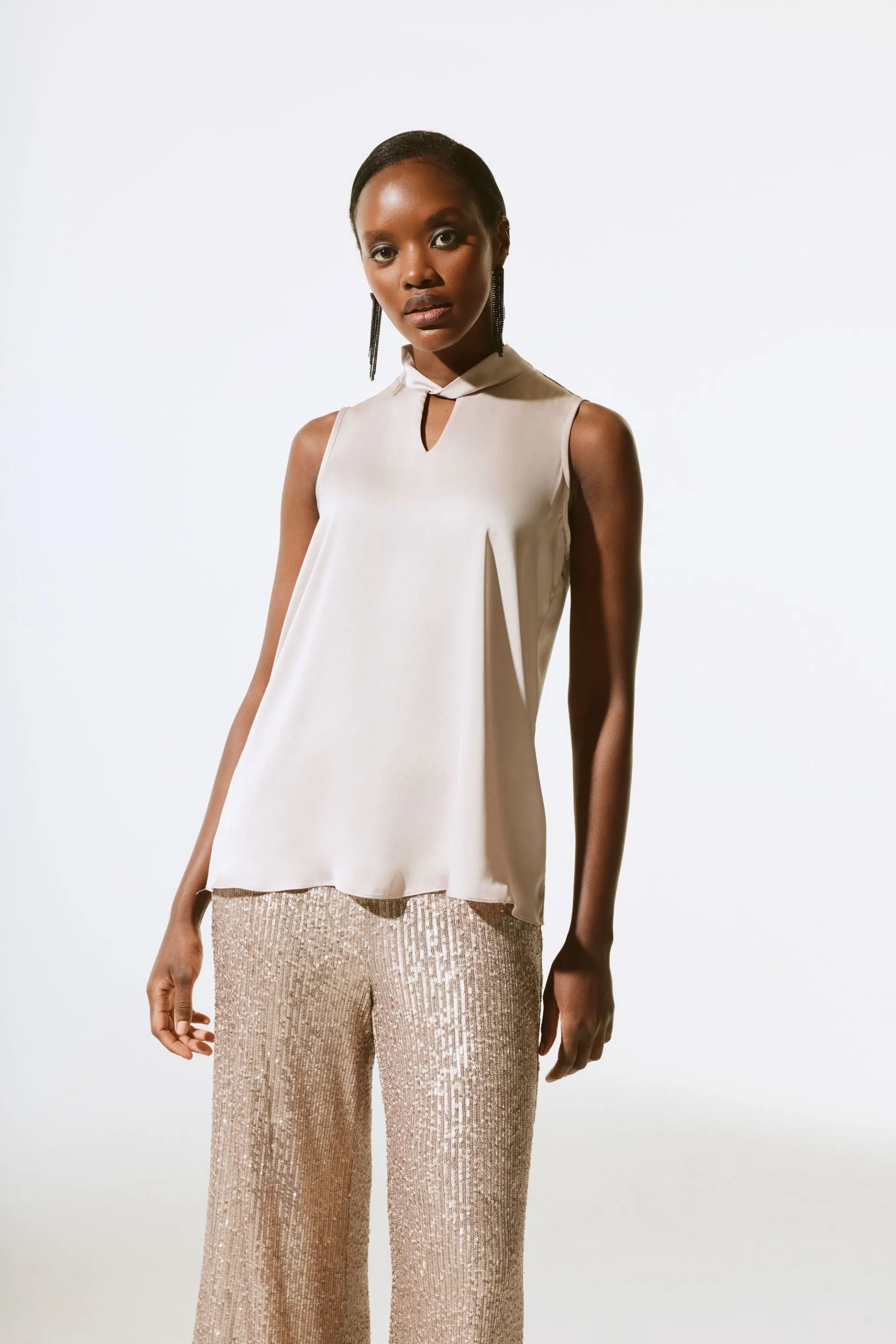 Joseph Ribkoff Satin Keyhole Sleeveless Top 243792