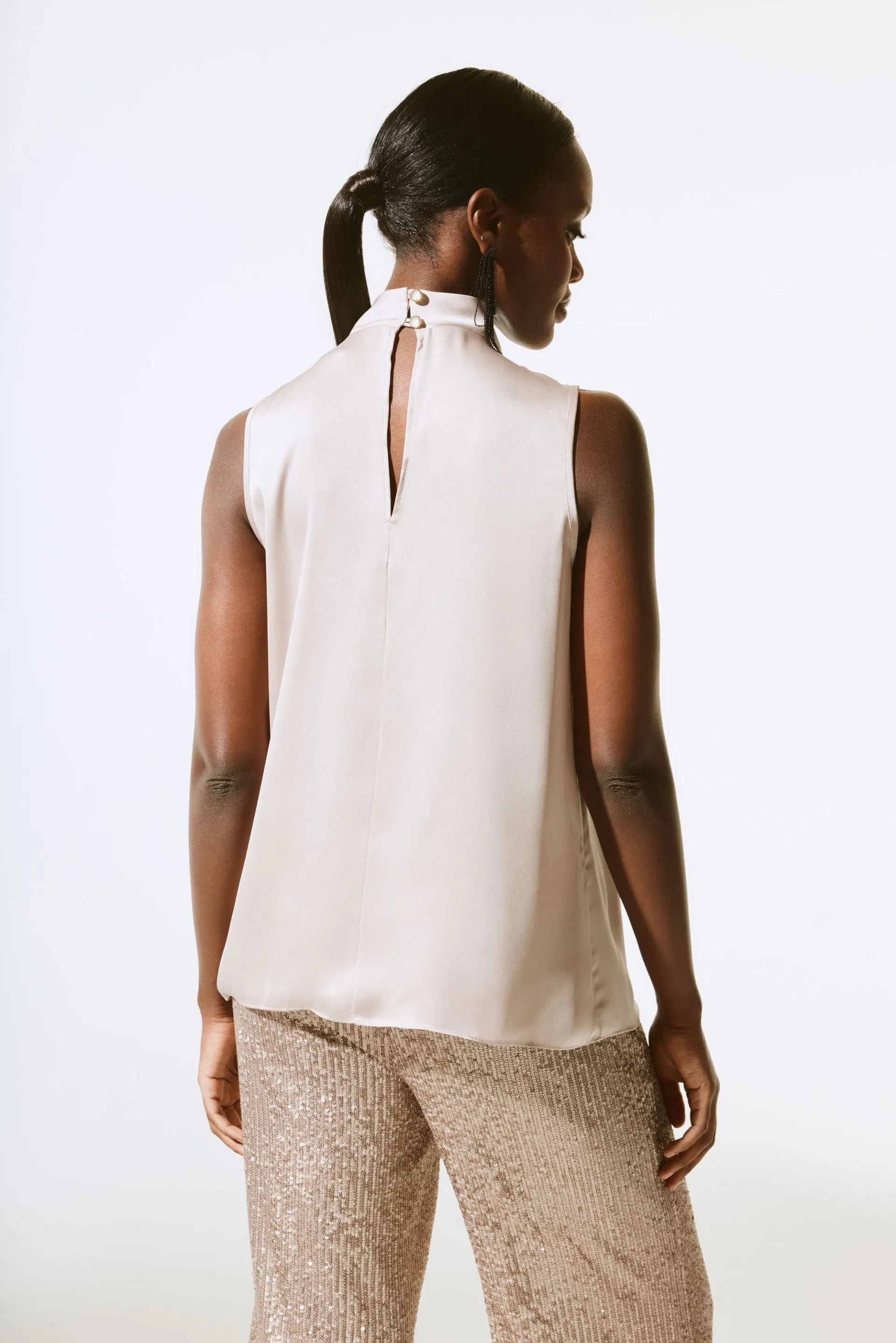 Joseph Ribkoff Satin Keyhole Sleeveless Top 243792
