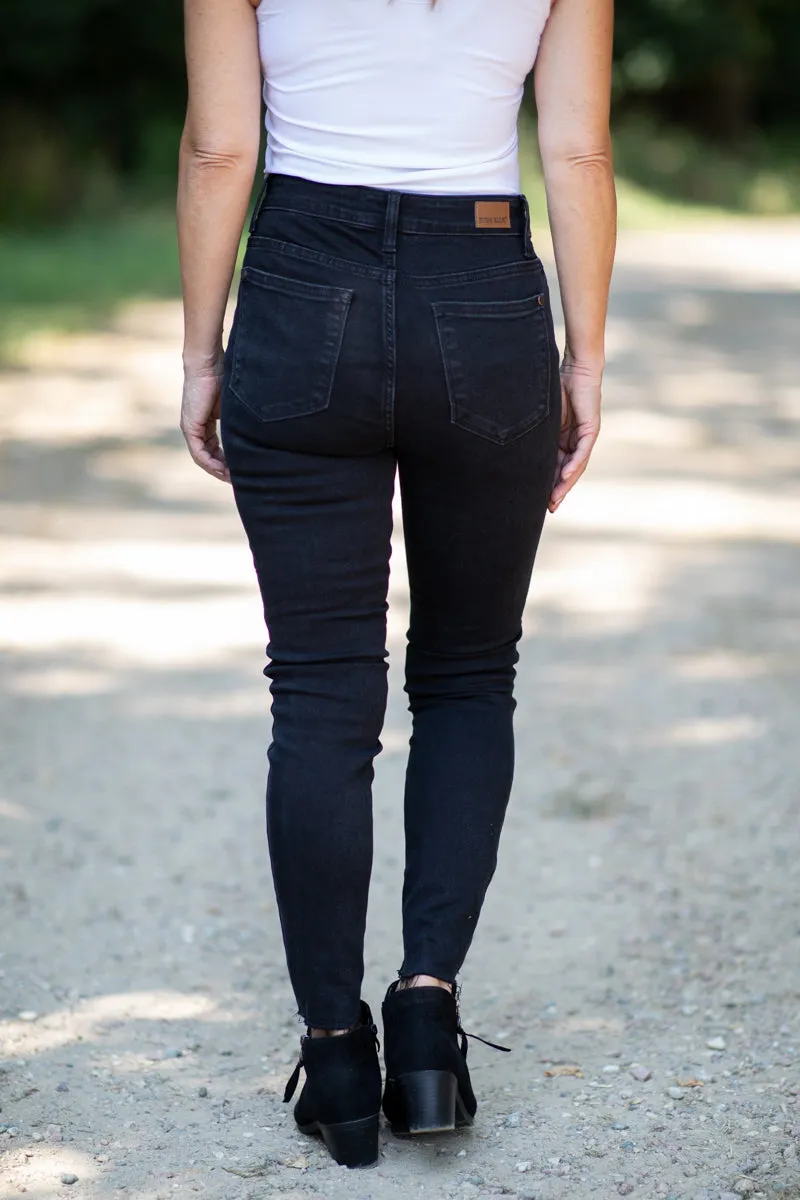 Judy Blue Black Animal Print Patch Jeans